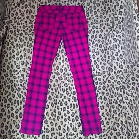 EUC Red Plaid Skinny Jeans - Picture 2 of 5